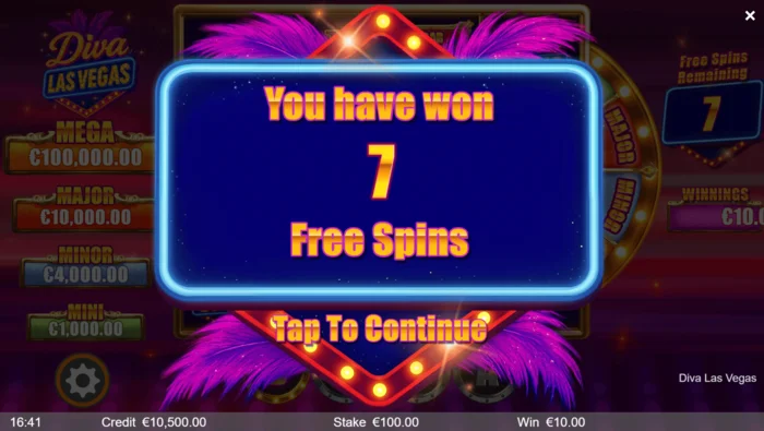 Diva Las Vegas - ボーナスFree Spinsの開始