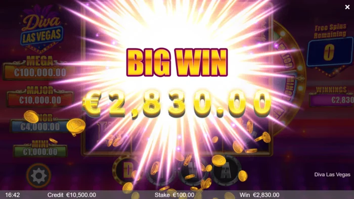 Diva Las Vegas - Free Spins中の高額賞金
